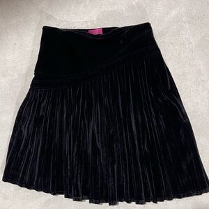 Pleated Black suede a-line skirt